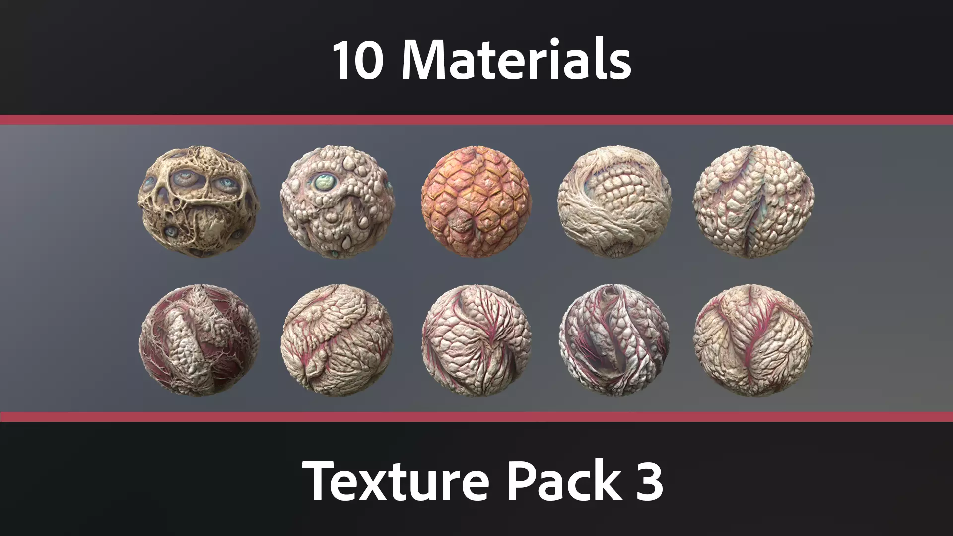 10 Materials Skin Monster Seamless PBR Pack 3 Texture_0