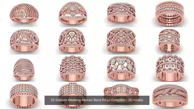35 Solitaire Wedding Women Band Rings Collection 