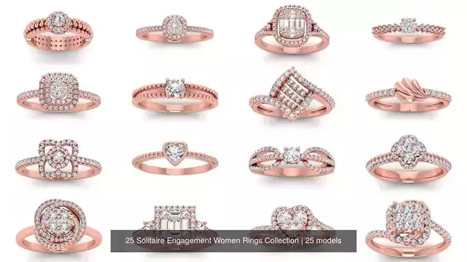 25 Solitaire Engagement Women Rings Collection 