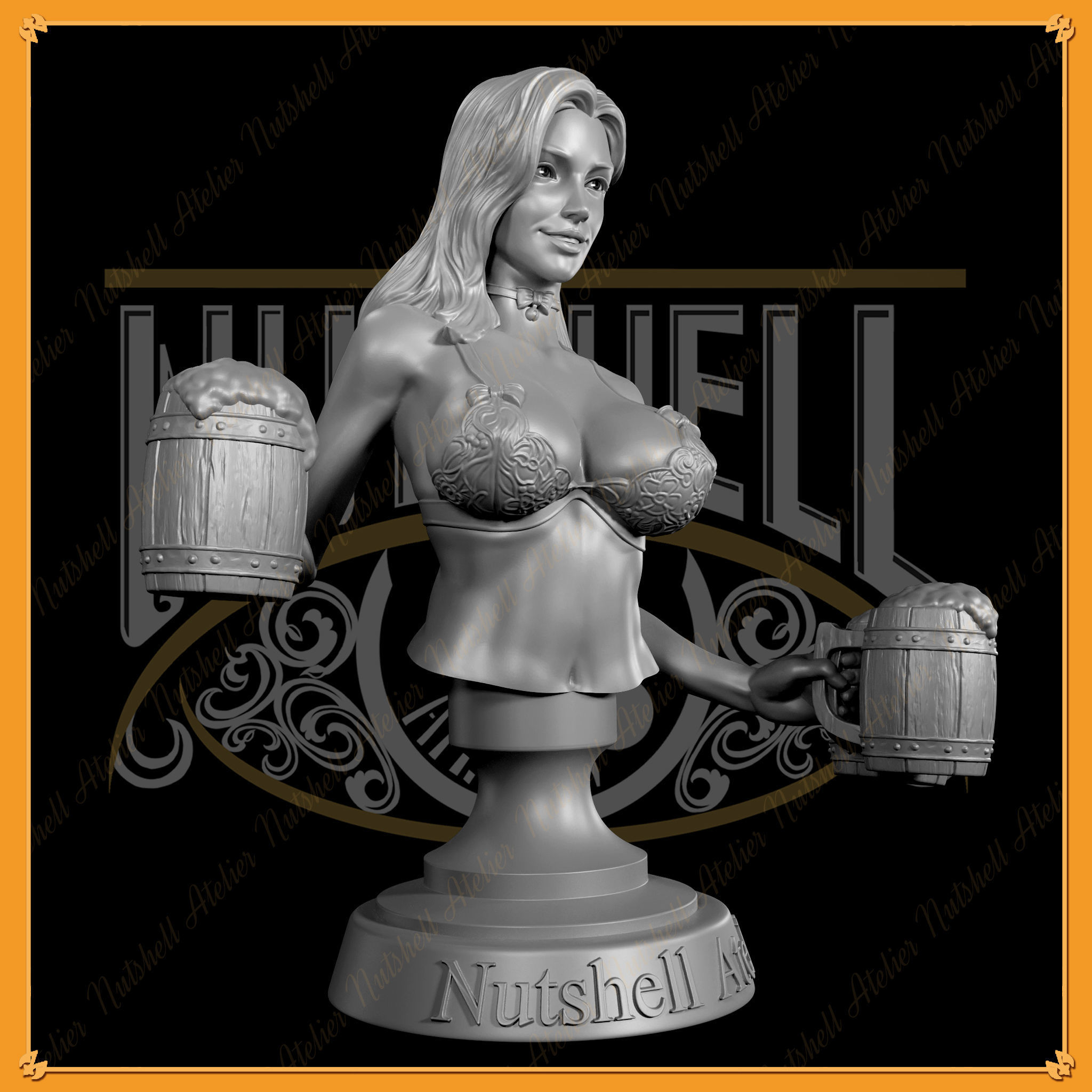 Nutshell Atelier - Barmaid Bust - NSFW 3D print model_2
