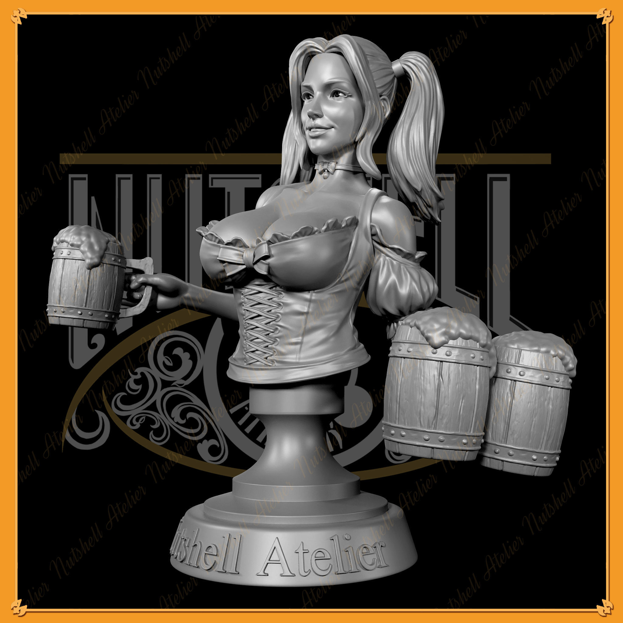 Nutshell Atelier - Barmaid Bust - NSFW 3D print model_1