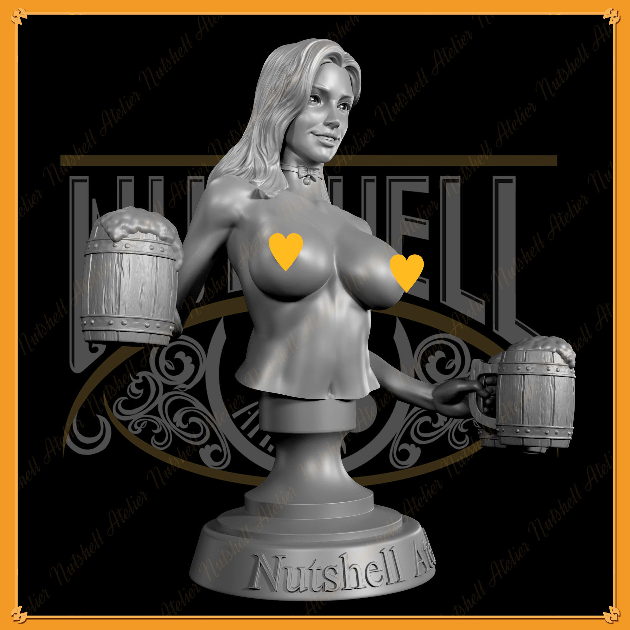 Nutshell Atelier - Barmaid Bust - NSFW 3D print model_5