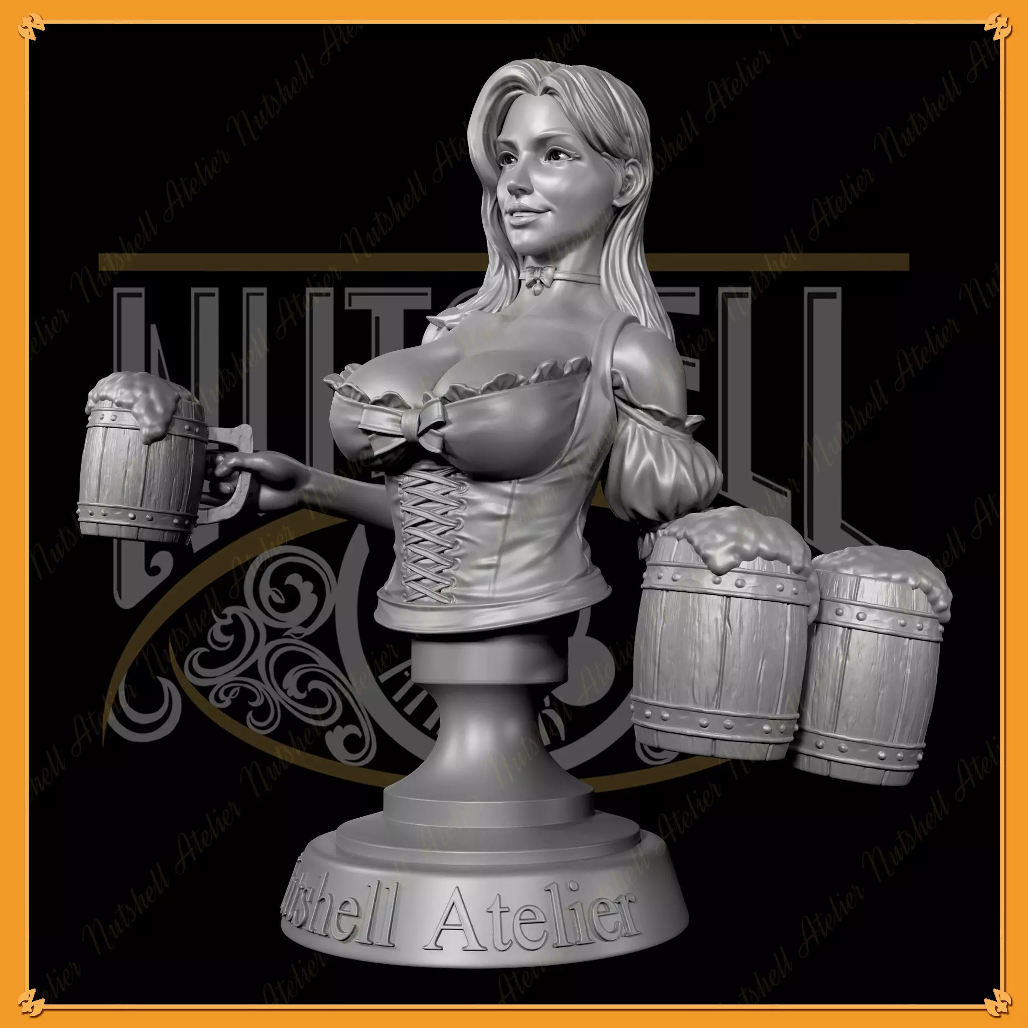 Nutshell Atelier - Barmaid Bust - NSFW 3D print model_0