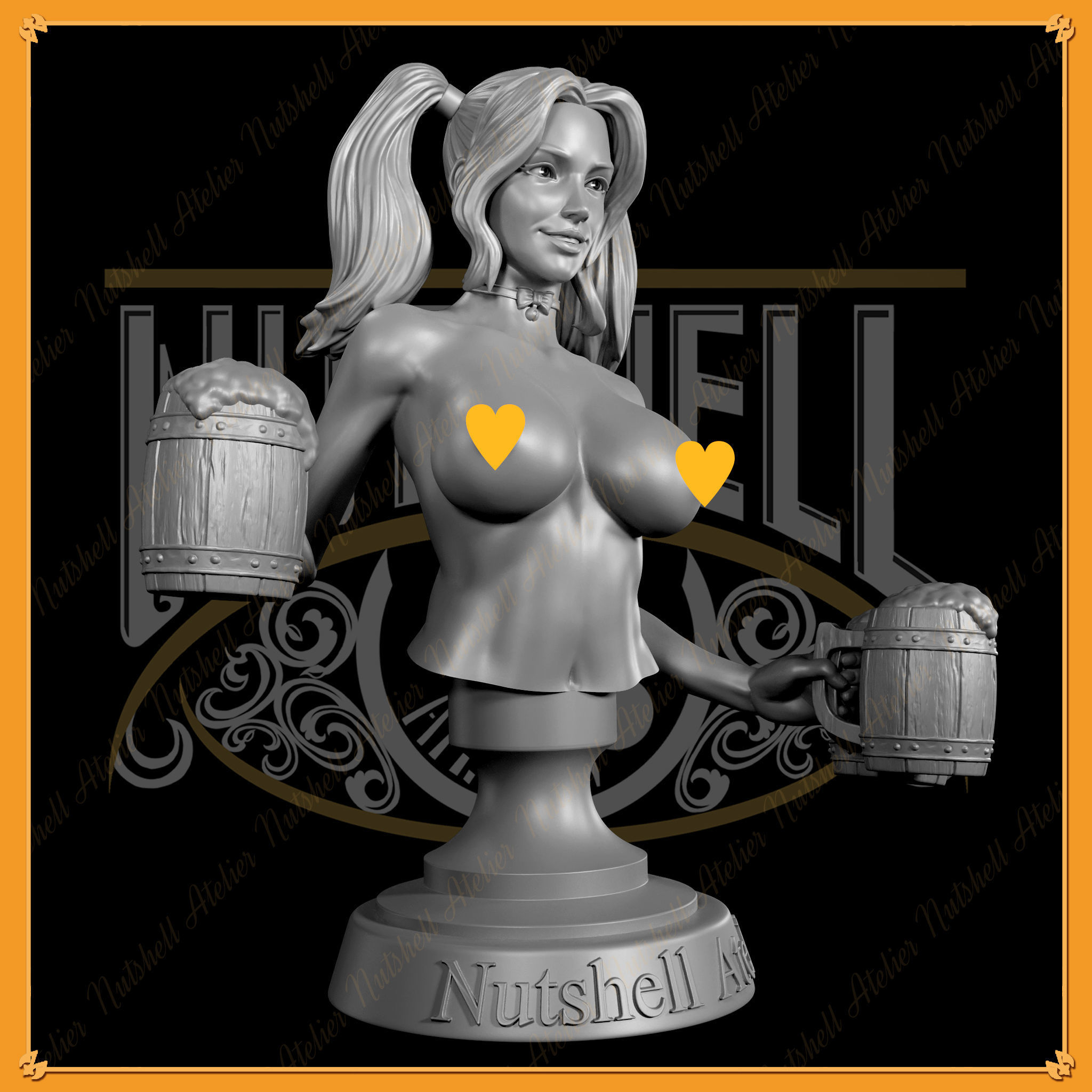 Nutshell Atelier - Barmaid Bust - NSFW 3D print model_3