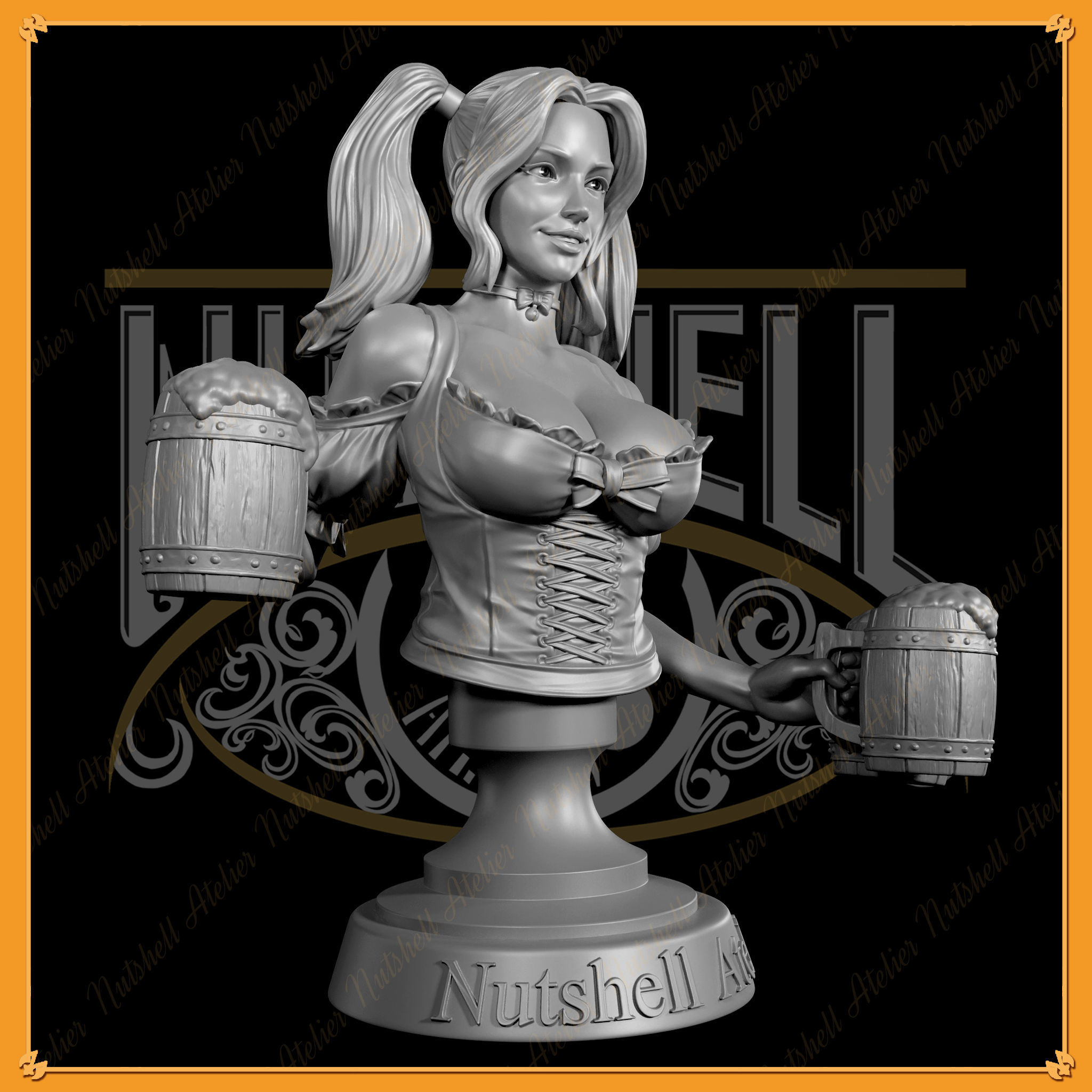Nutshell Atelier - Barmaid Bust - NSFW 3D print model_4