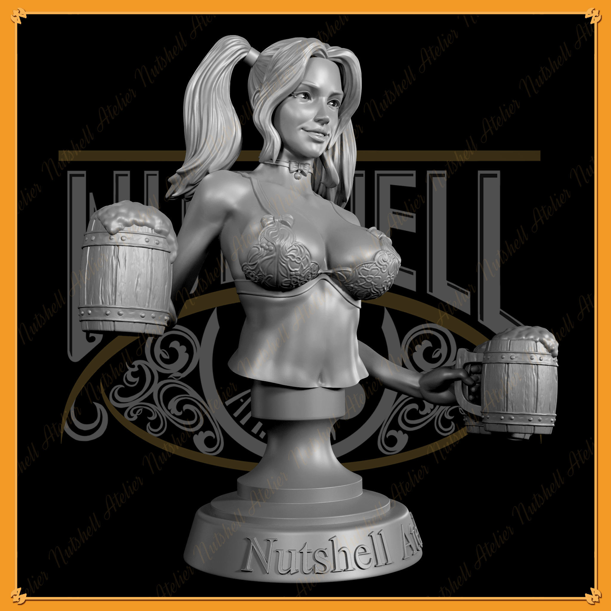 Nutshell Atelier - Barmaid Bust - NSFW 3D print model_9