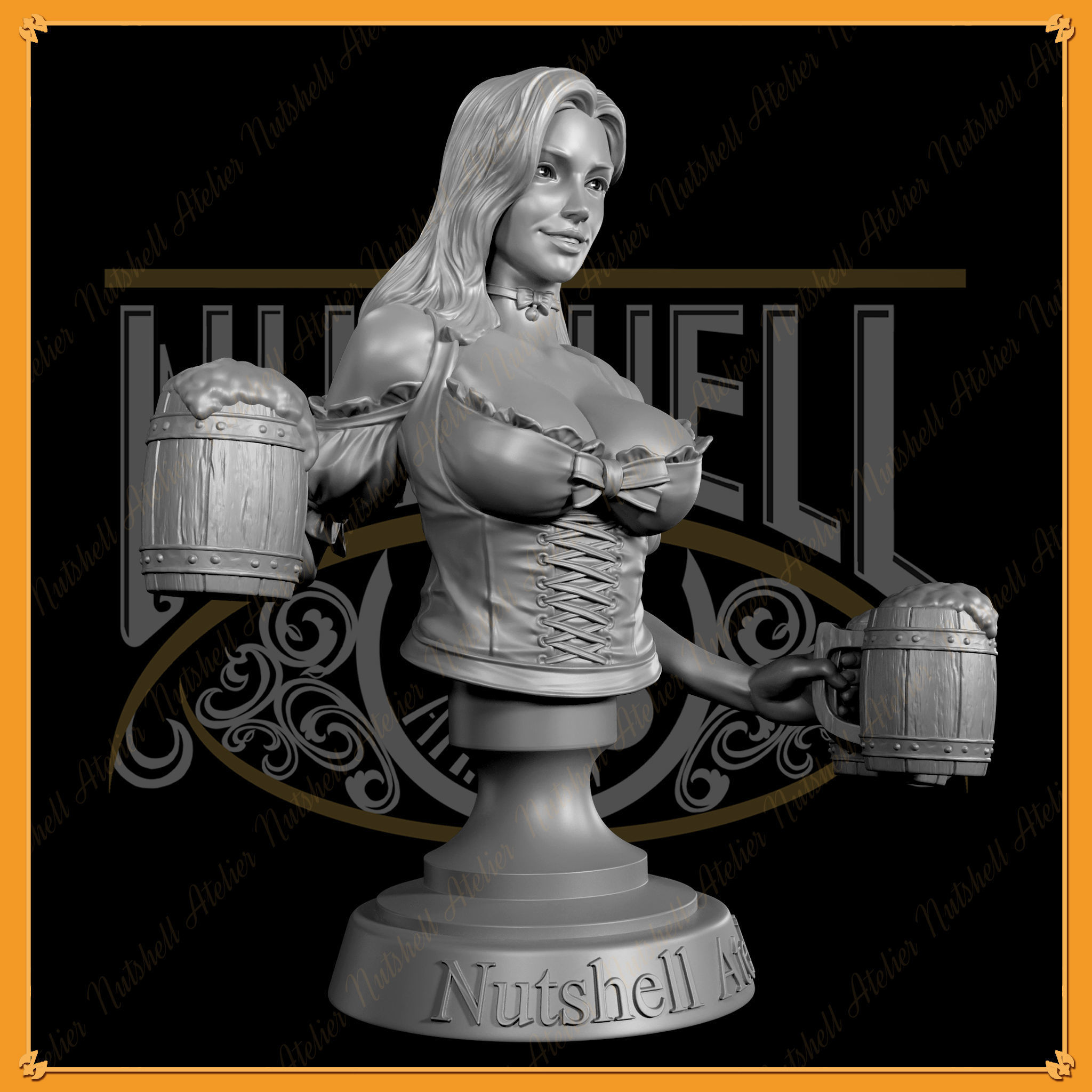 Nutshell Atelier - Barmaid Bust - NSFW 3D print model_7