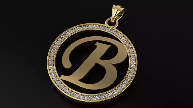 Alphabet letter gemstone pendant B