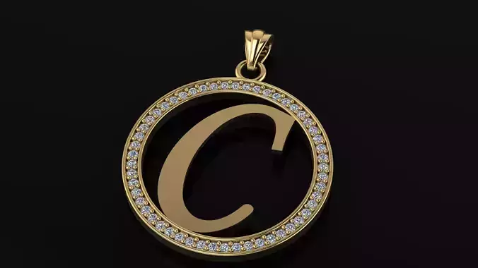 Alphabet letter gemstone pendant C