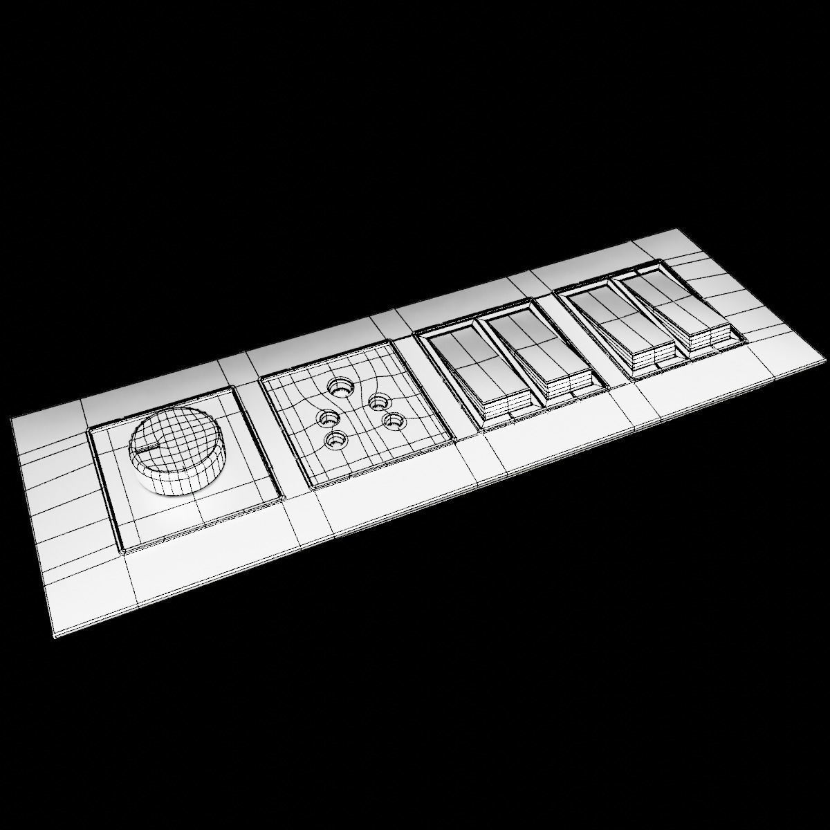 Chrome Knob Switch Board 3D model_3