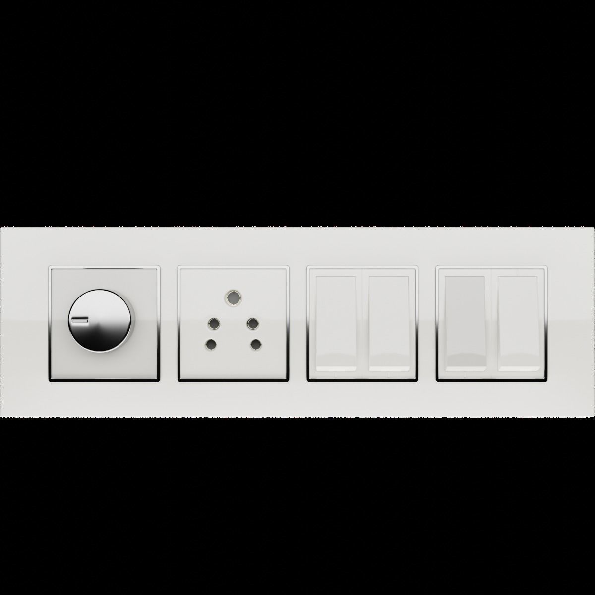 Chrome Knob Switch Board 3D model_2