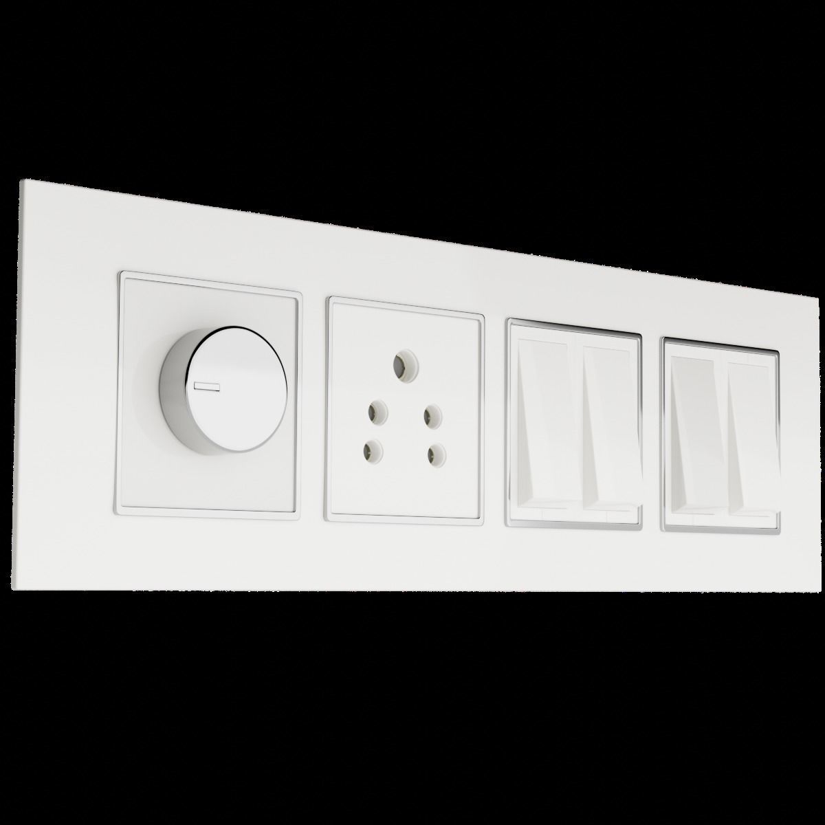 Chrome Knob Switch Board 3D model_1