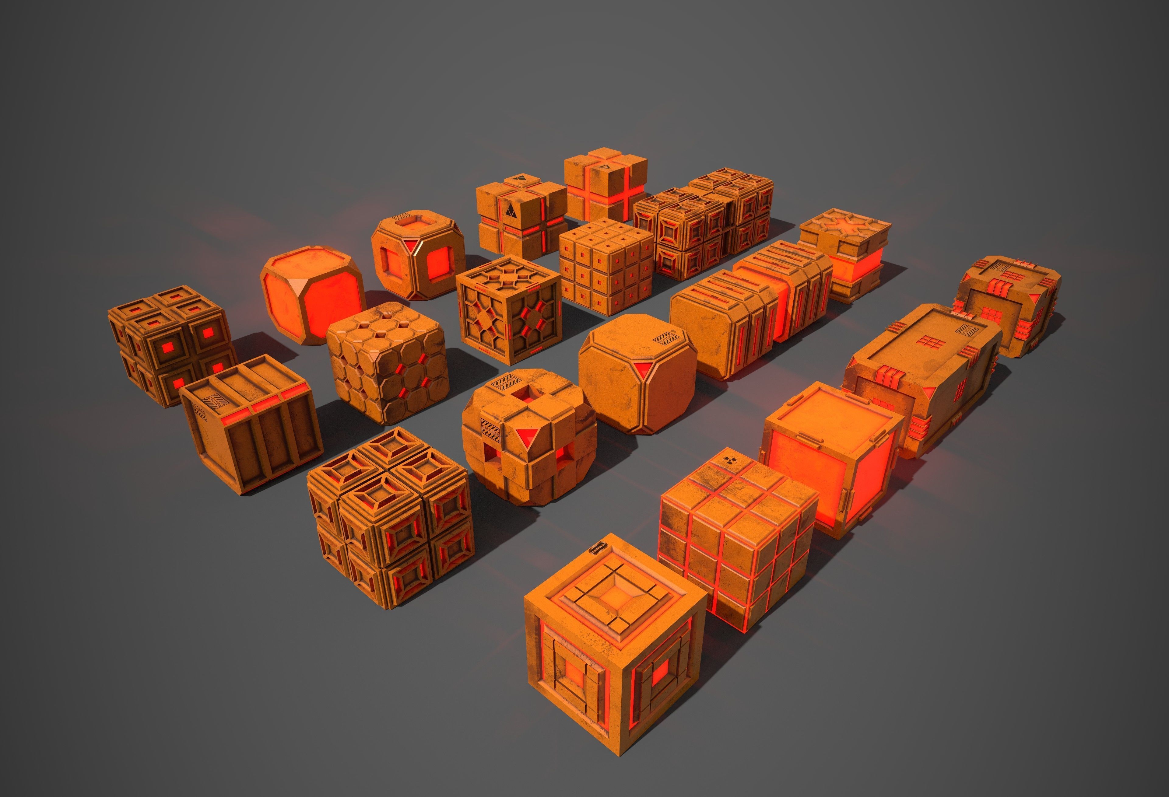 Sic-Fi Box Collection Plastic Low-poly 3D model_9