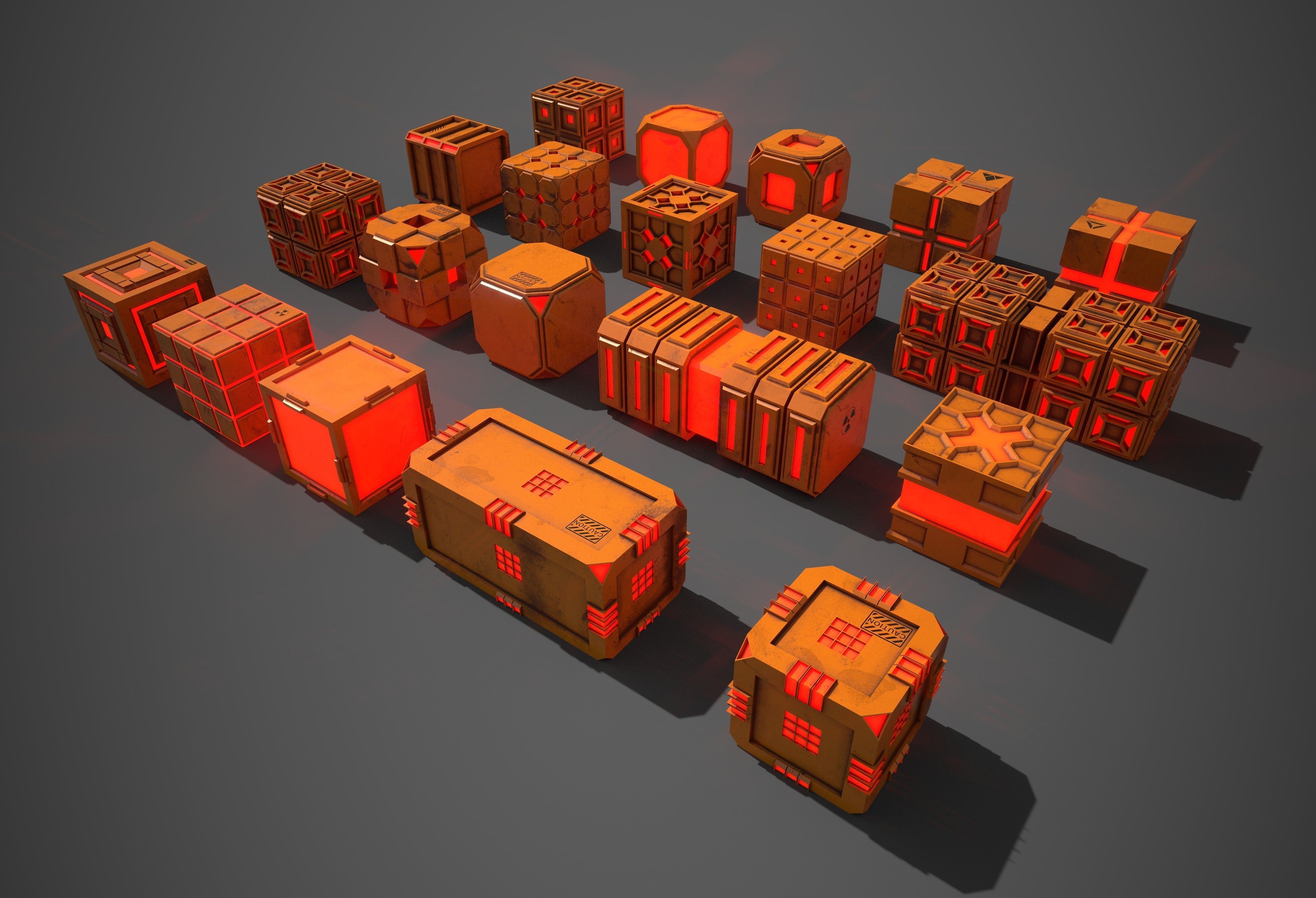 Sic-Fi Box Collection Plastic Low-poly 3D model_3