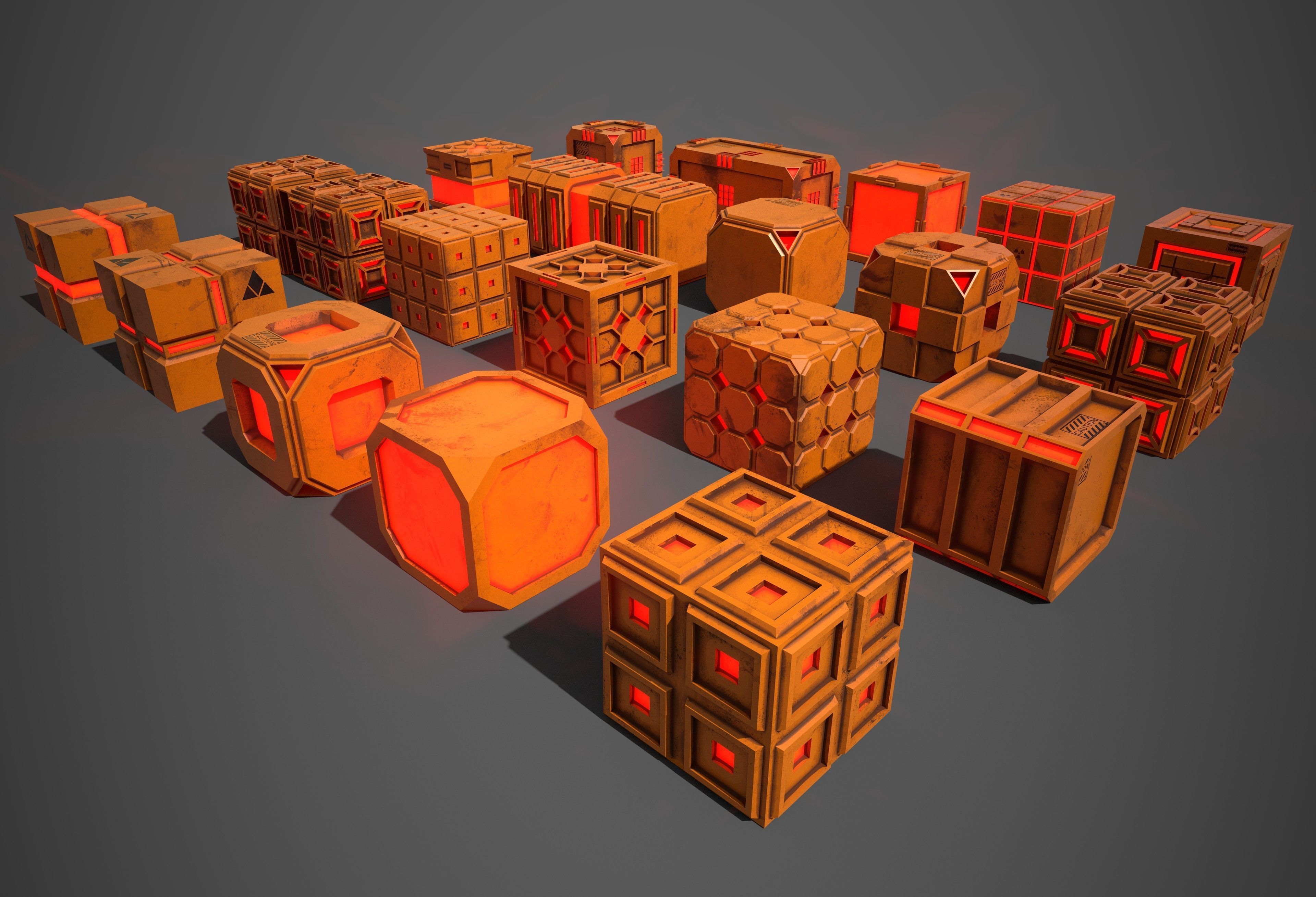 Sic-Fi Box Collection Plastic Low-poly 3D model_6