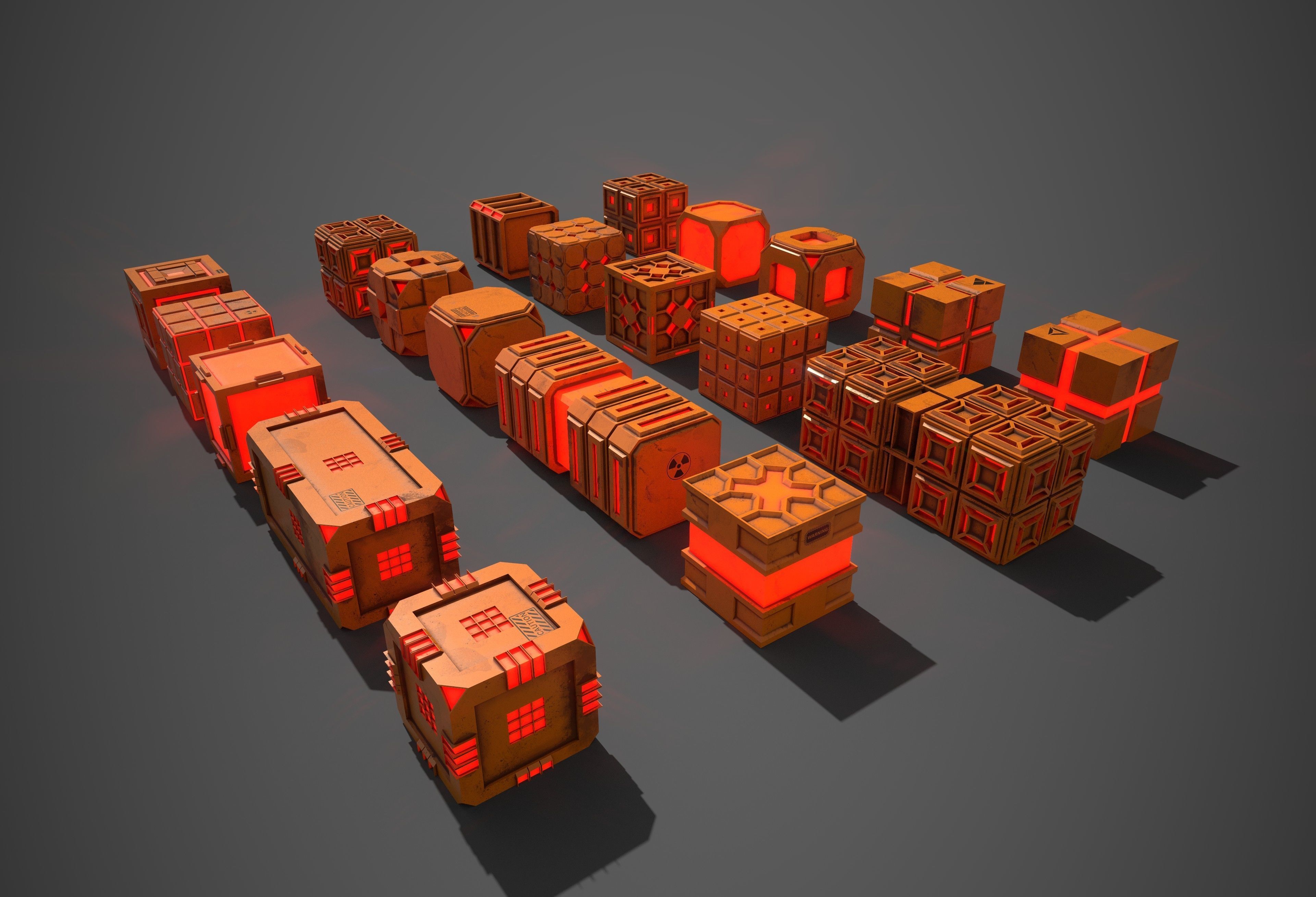 Sic-Fi Box Collection Plastic Low-poly 3D model_8