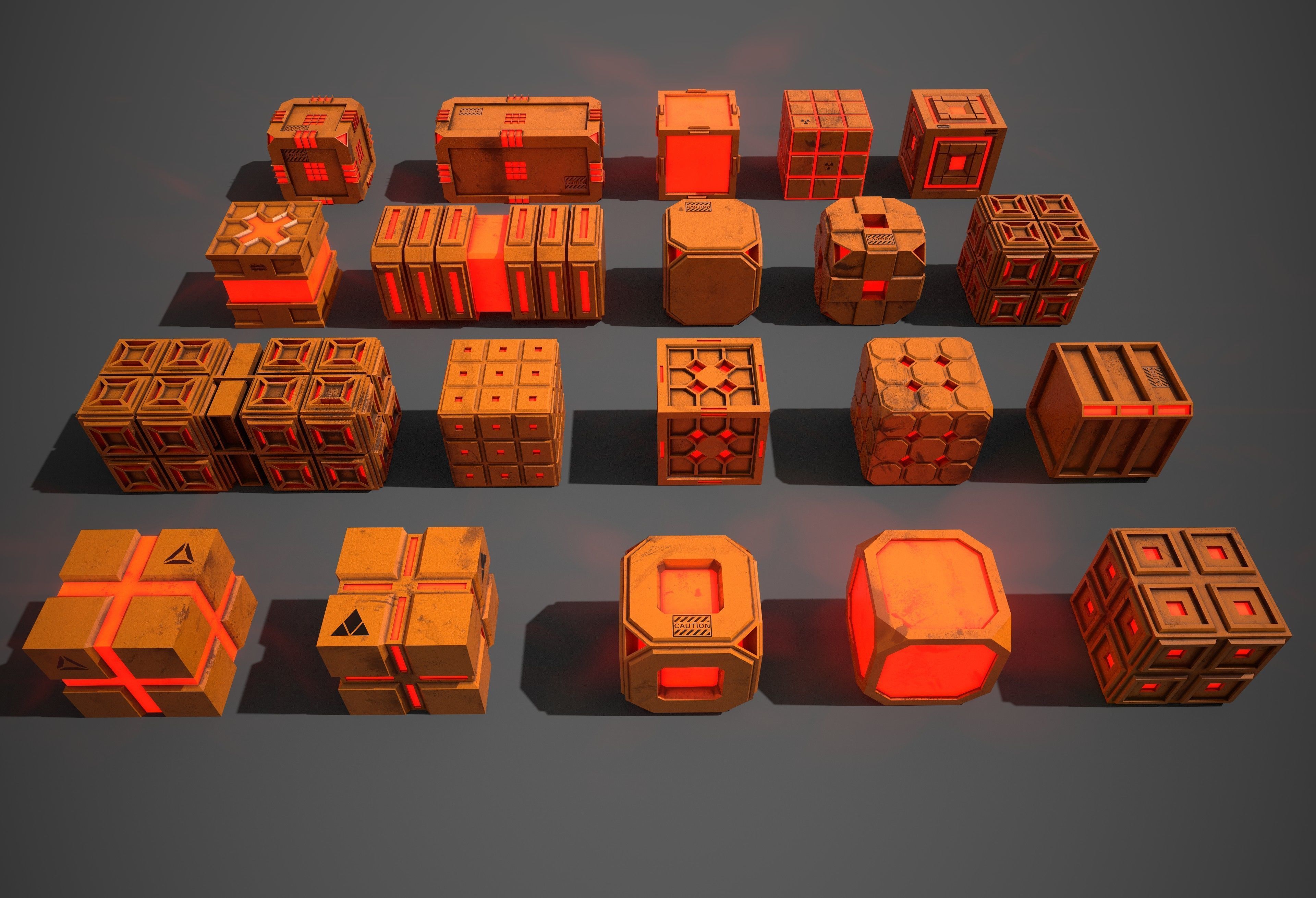 Sic-Fi Box Collection Plastic Low-poly 3D model_7