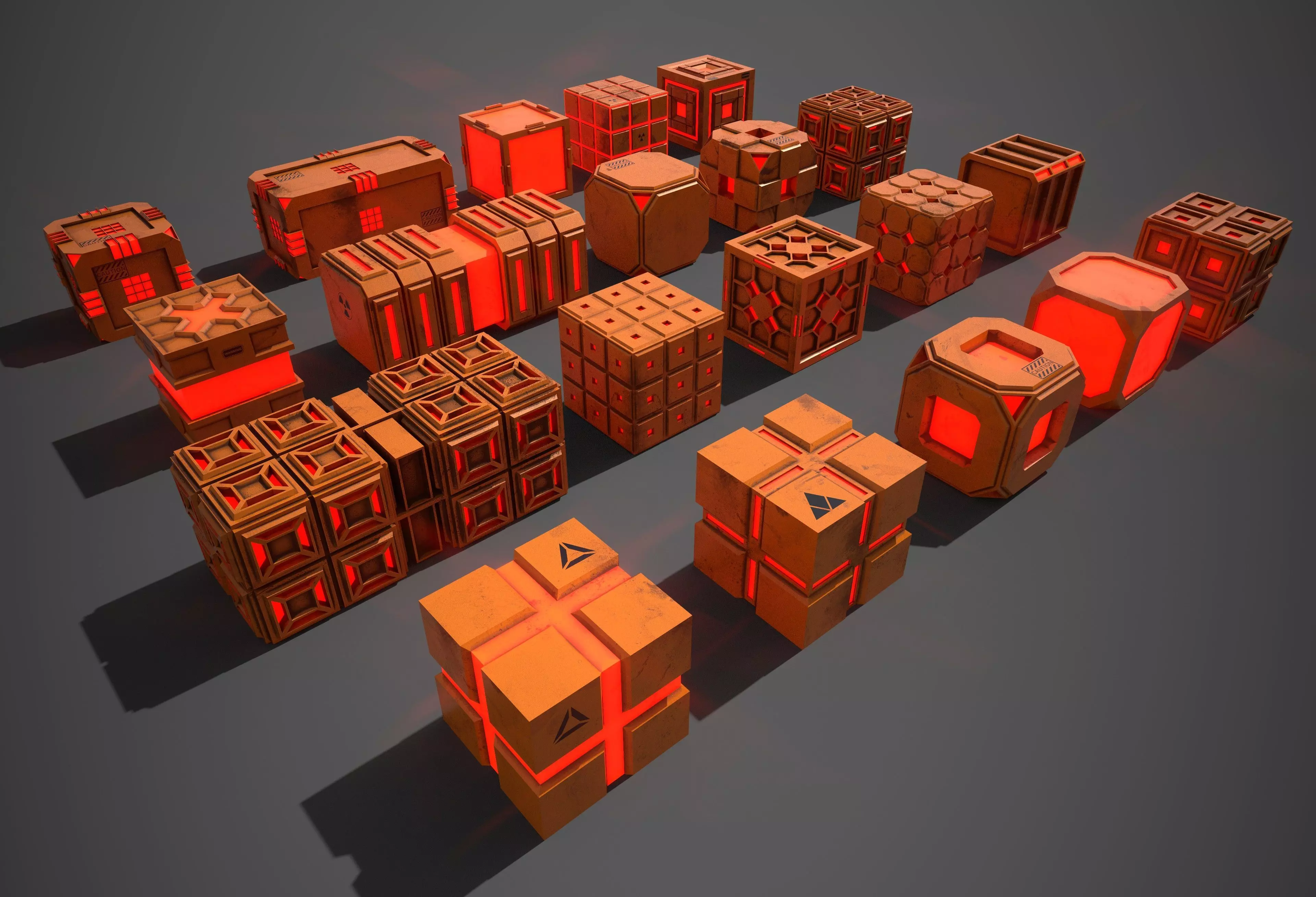 Sic-Fi Box Collection Plastic Low-poly 3D model_0