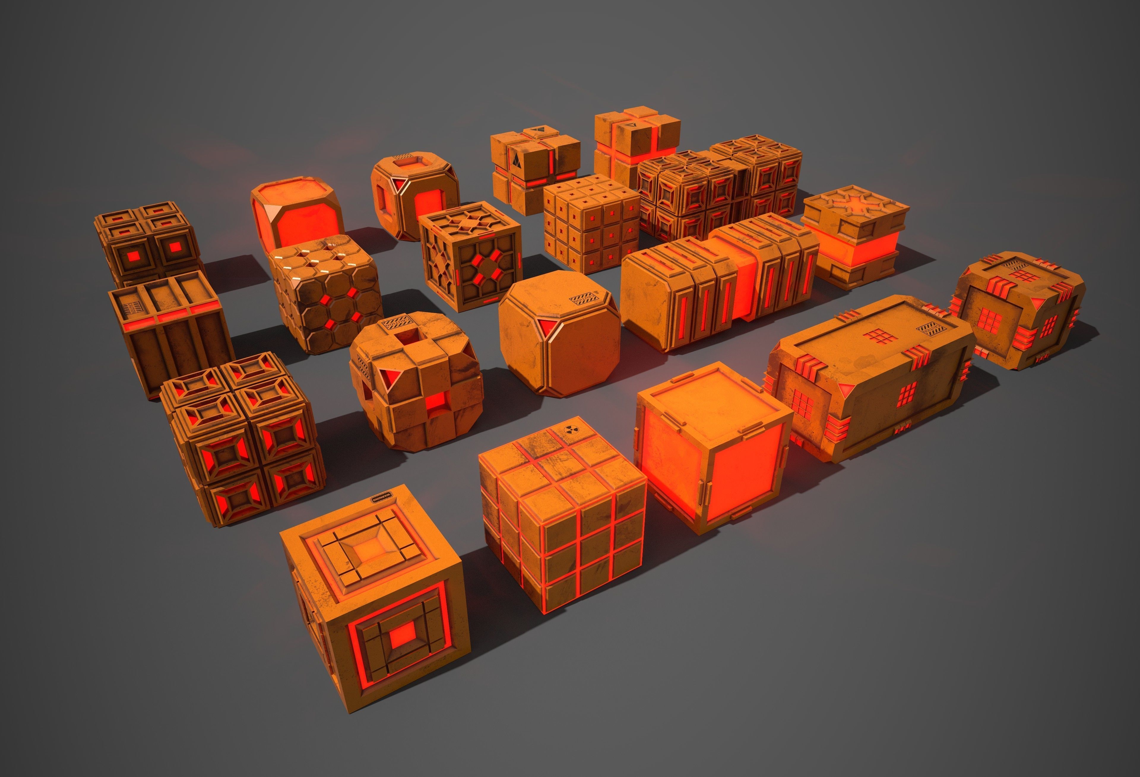 Sic-Fi Box Collection Plastic Low-poly 3D model_4