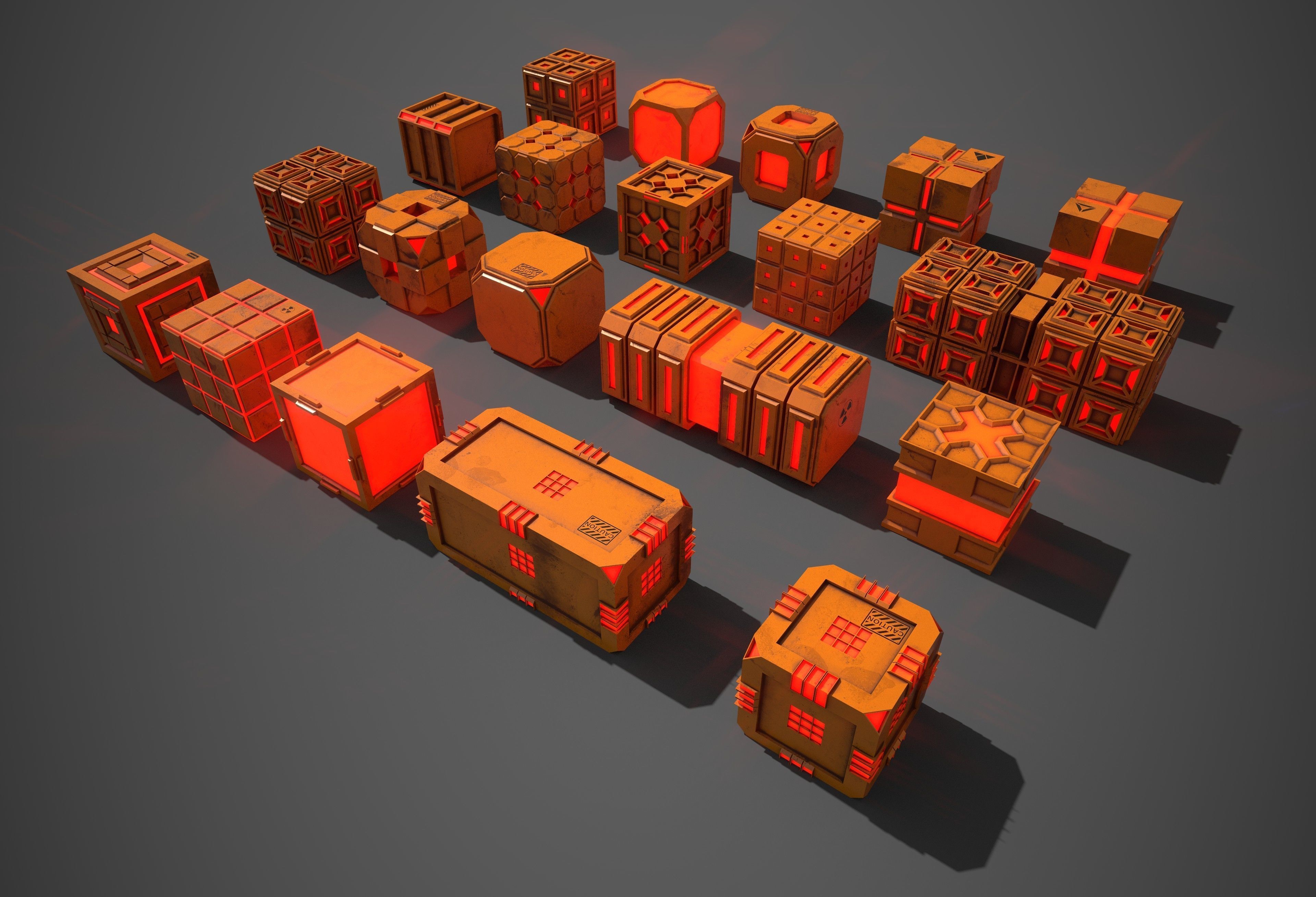 Sic-Fi Box Collection Plastic Low-poly 3D model_1