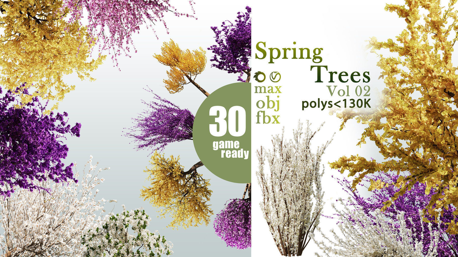 30 Spring Trees VOL 02 Low-poly 3D model_8