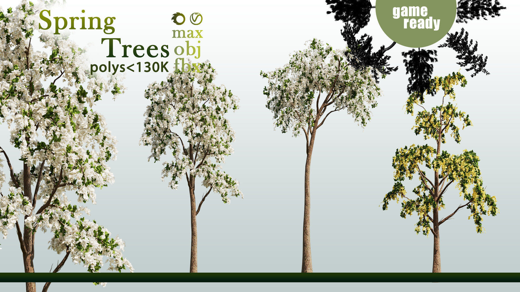 30 Spring Trees VOL 02 Low-poly 3D model_2