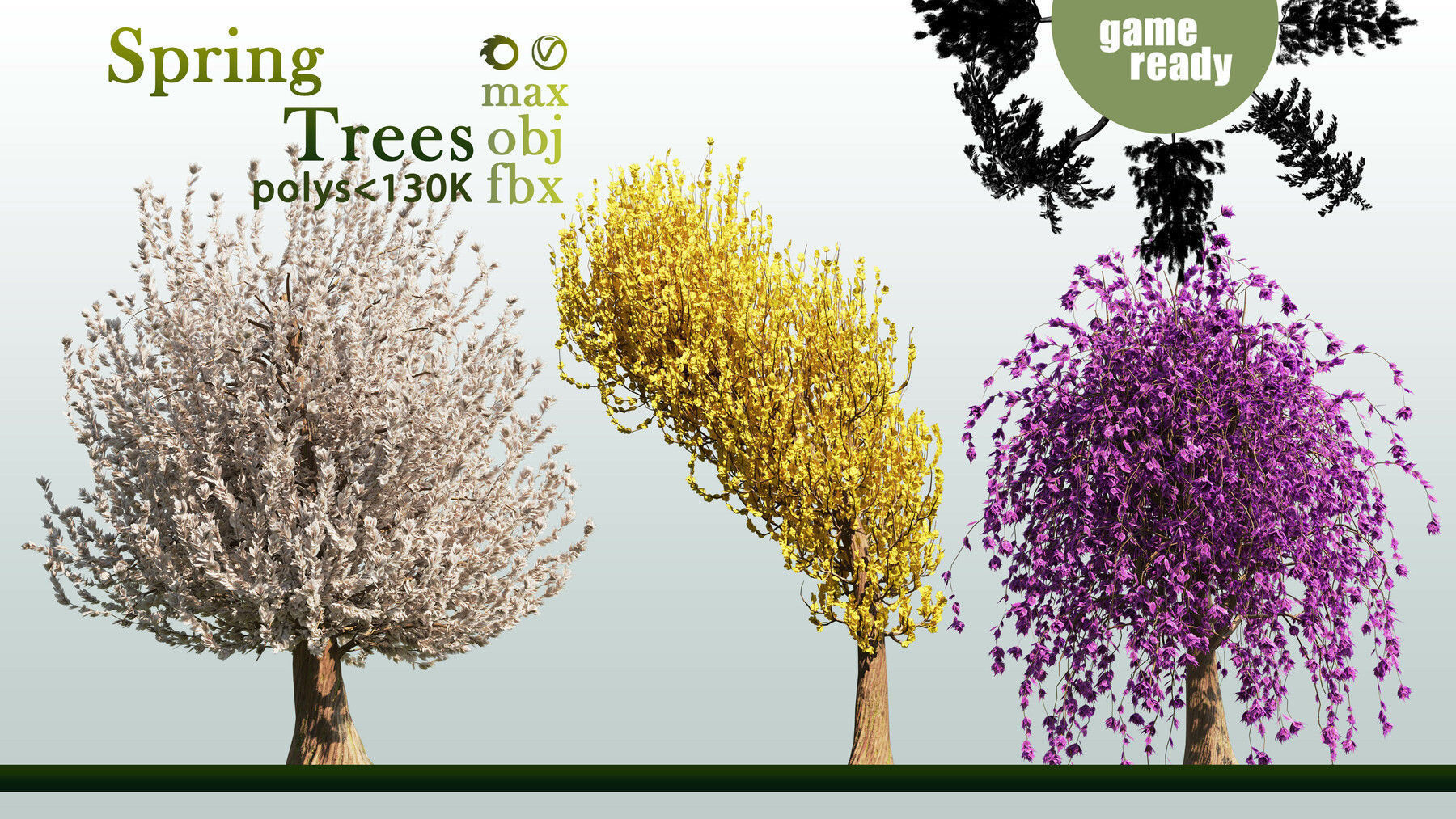 30 Spring Trees VOL 02 Low-poly 3D model_10