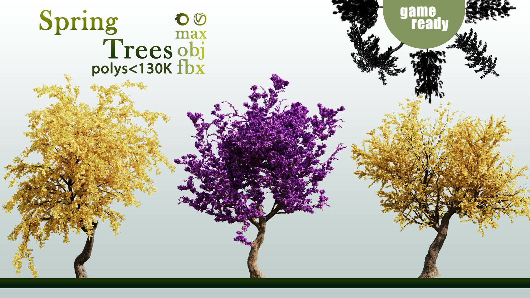30 Spring Trees VOL 02 Low-poly 3D model_4