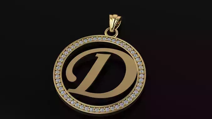 Alphabet letter gemstone pendant D