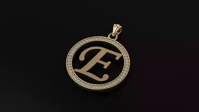 Alphabet letter gemstone pendant E