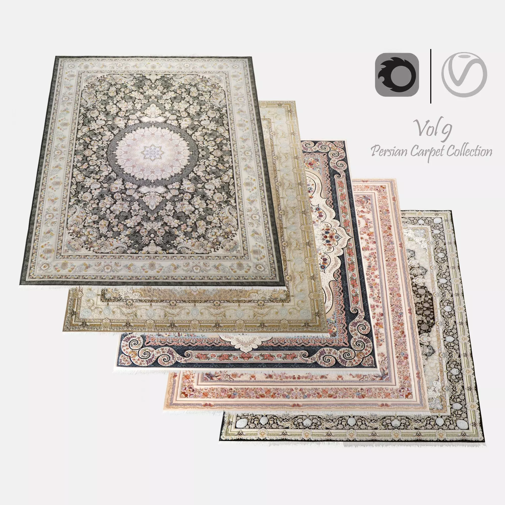 Persian Carpet Collection-vol9-4k texture Low-poly 3D model_0