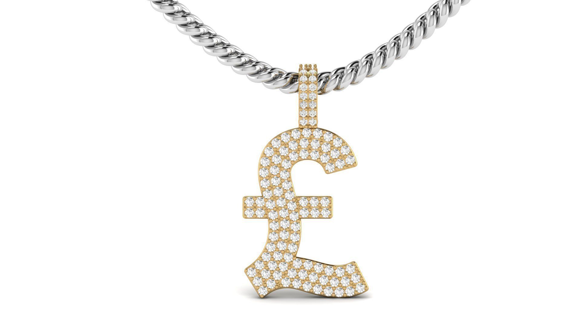  Currency Pound Diamond Pendant 3D print model_7