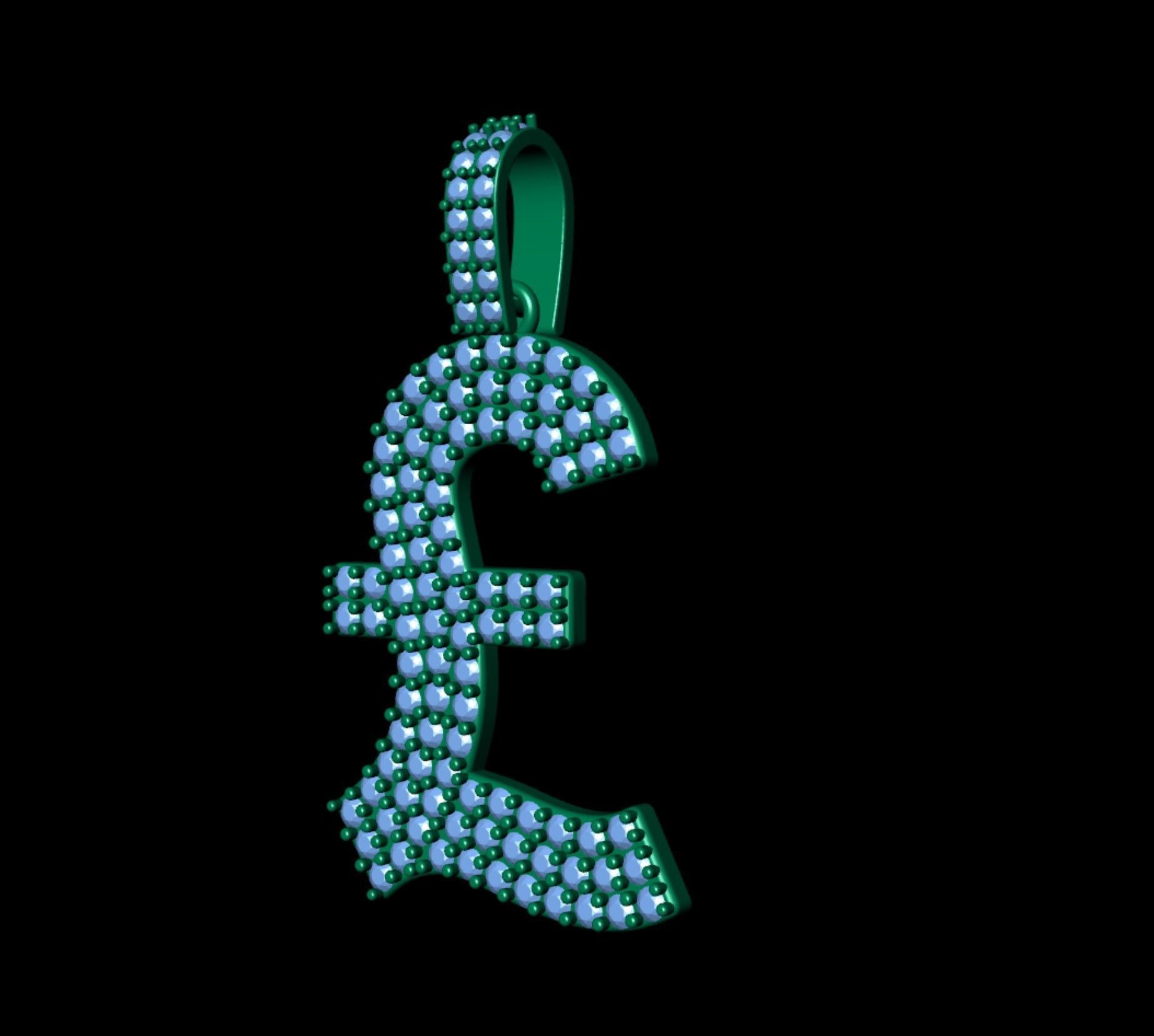  Currency Pound Diamond Pendant 3D print model_6