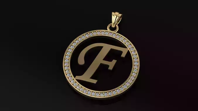 Alphabet letter gemstone pendant F