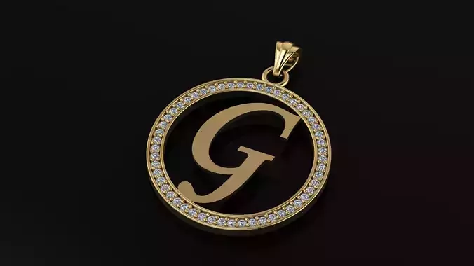 Alphabet letter gemstone pendant G
