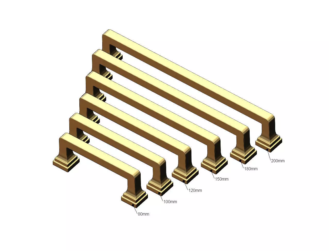 Cabinet drawer handle and pull N001 miniset 3D print model_0