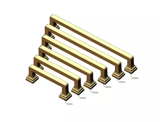 Cabinet drawer handle and pull N001 miniset 3D print model
