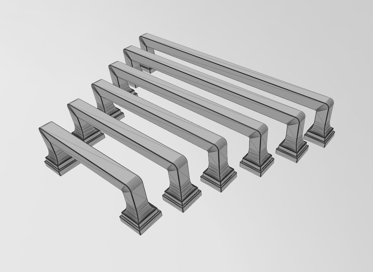 Cabinet drawer handle and pull N001 miniset 3D print model_12