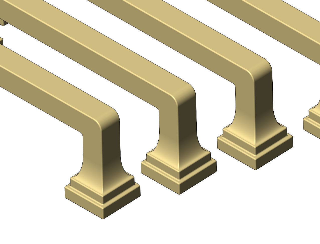 Cabinet drawer handle and pull N001 miniset 3D print model_3