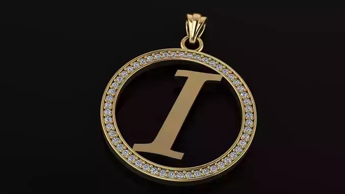 Alphabet letter gemstone pendant I