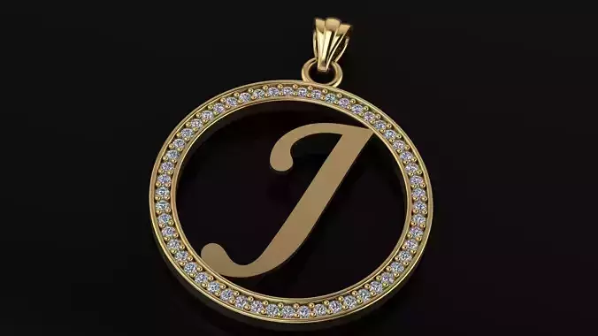 Alphabet letter gemstone pendant J