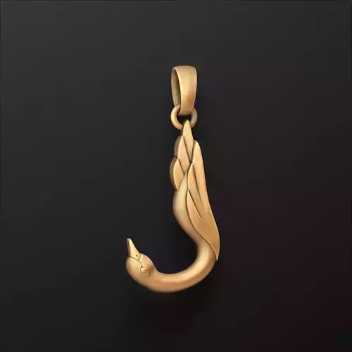 Bird Letter J Pendant 3D print model