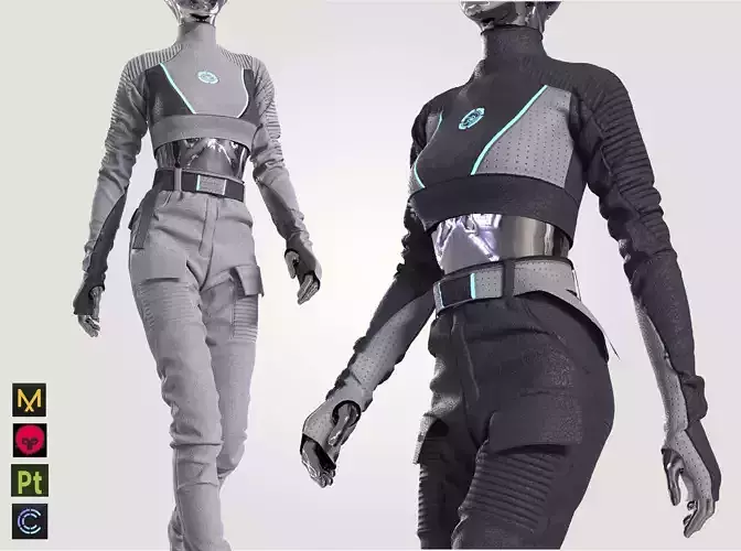 Scifi futuristic girl outfit 3D model Scifi futuristic girl outfit 3D model