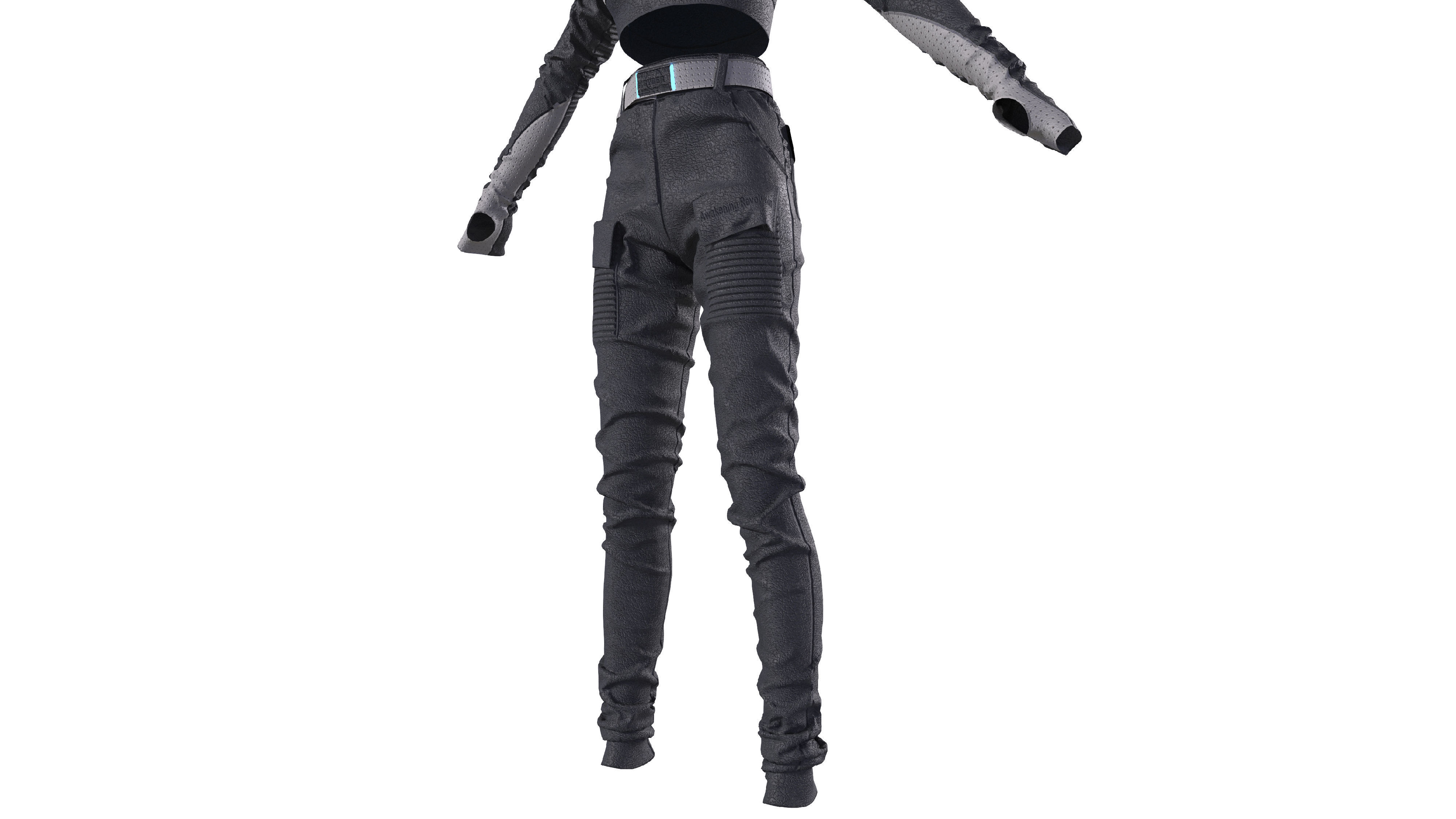 Scifi futuristic girl outfit 3D model_9