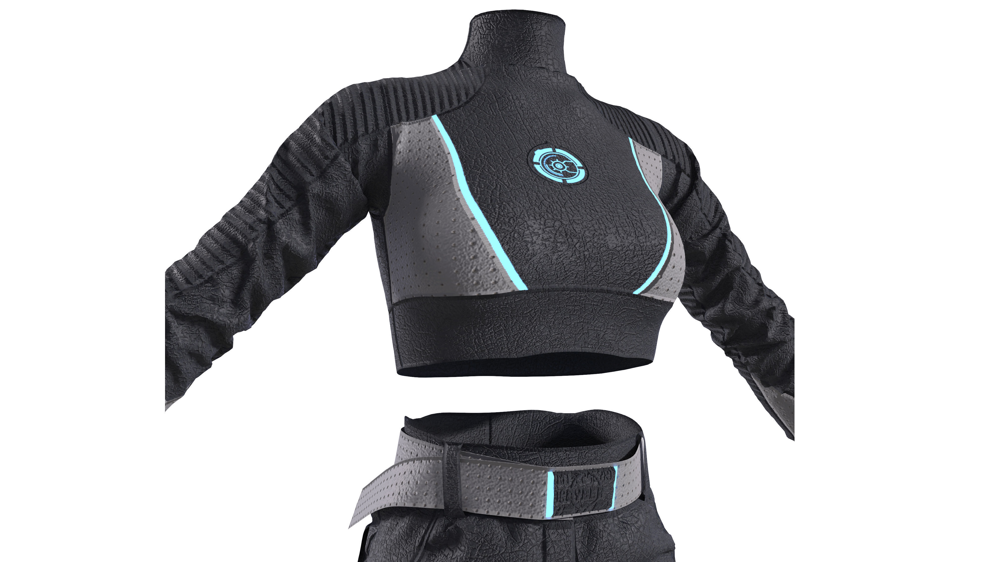 Scifi futuristic girl outfit 3D model_6