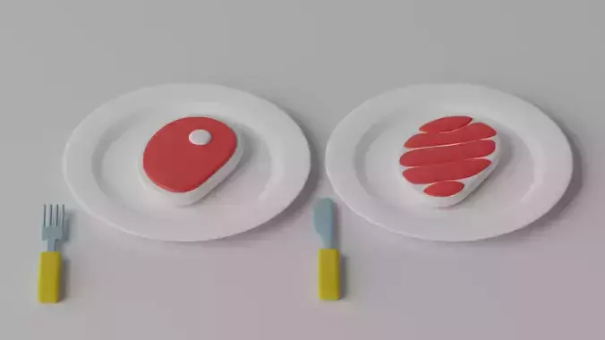 Cartoon Steak Plate Cutlery