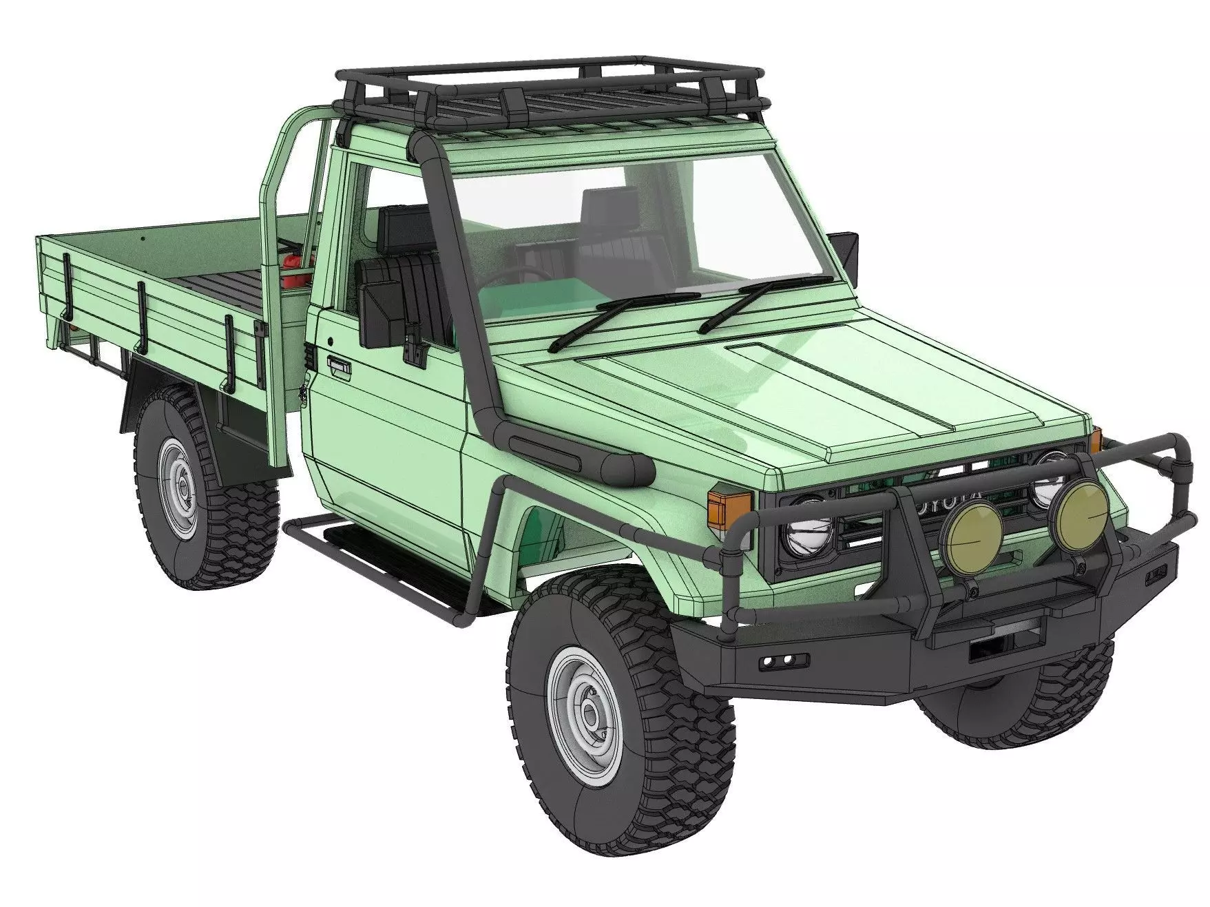 toyota land cruiser ute rc body for 1 to 10 scale RC chassis 3D print model