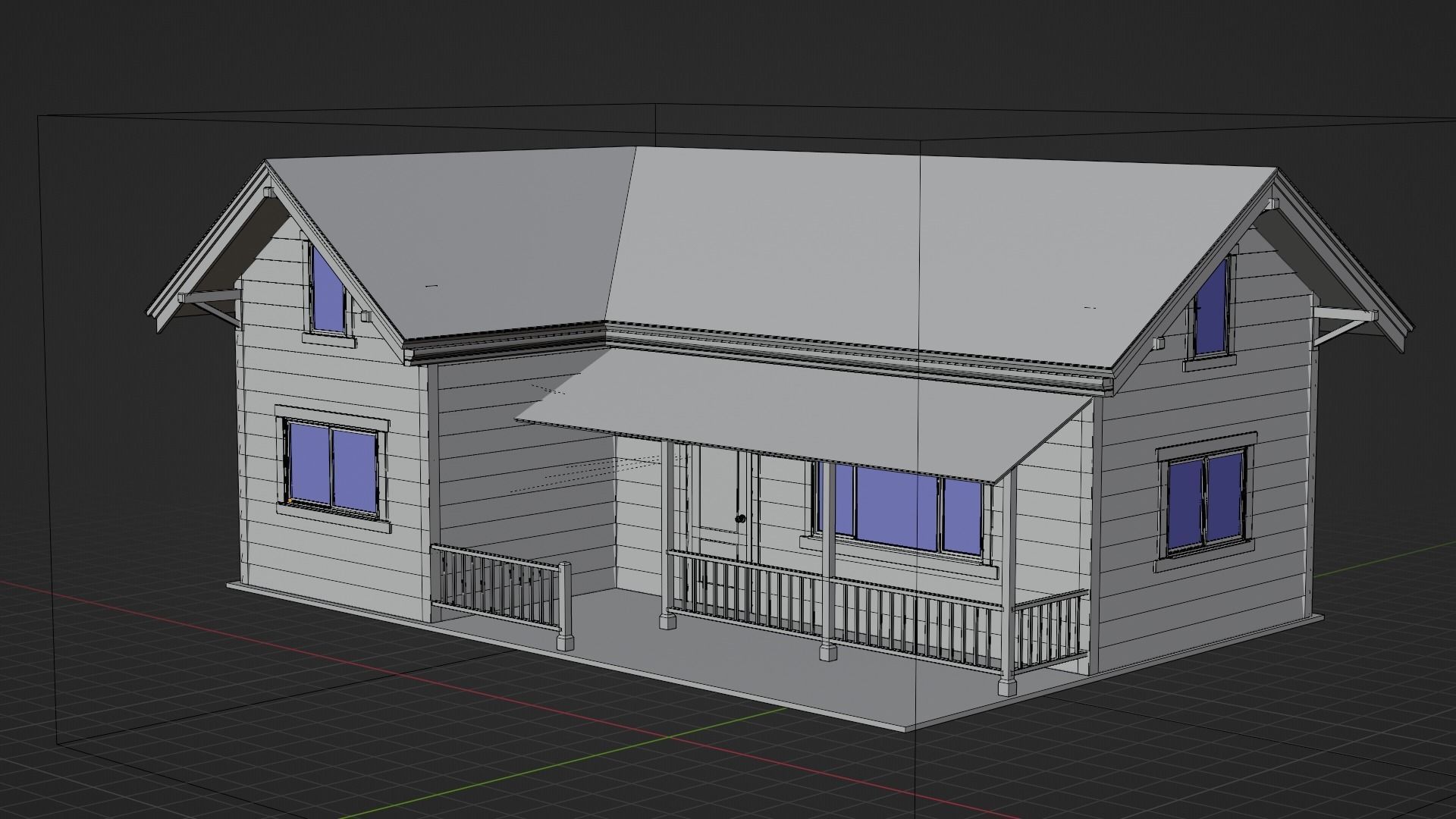 Simple Wooden House 3D model_4