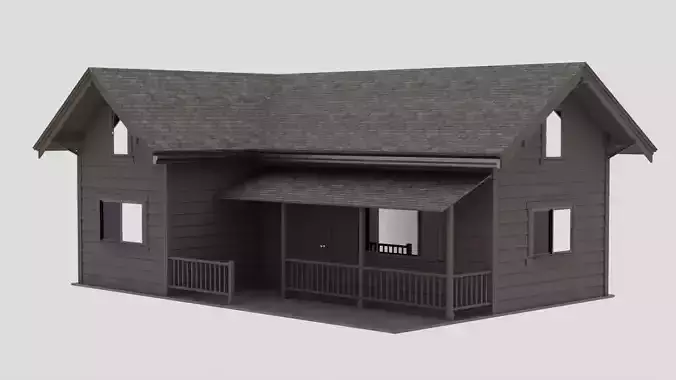 Simple Wooden House 3D model