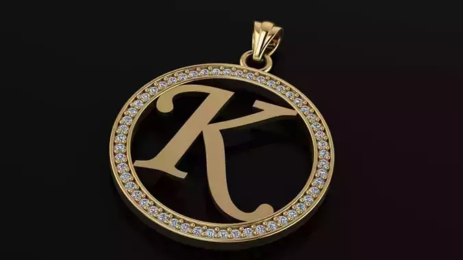 Alphabet letter gemstone pendant K
